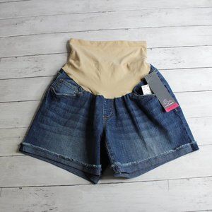 Oh Baby Women's Maternity Denim Blue Jean Shorts Size S Belly Panel
